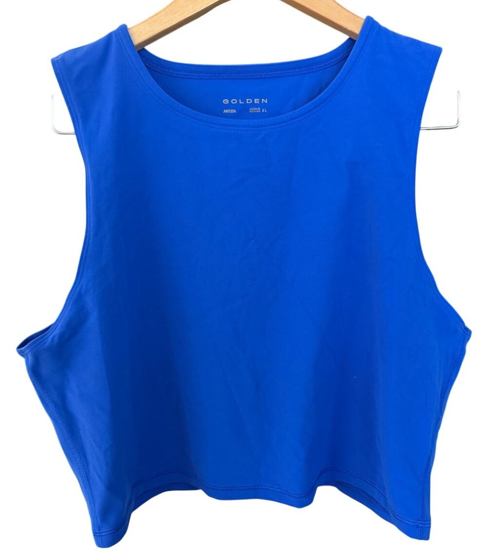 Aritzia Golden Blue Essential Muscle Sweat Wicking Cropped Tank Top Size XL NWOT
